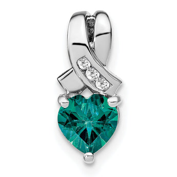 Sterling Silver Rhodium-plated Created Alexandrite/Diamond Pendant