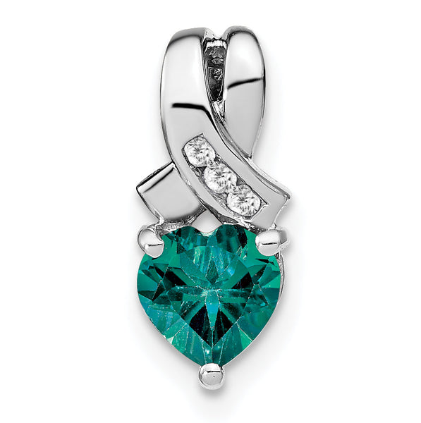 Sterling Silver Rhodium-plated Created Alexandrite/Diamond Pendant
