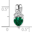 Sterling Silver Rhodium-plated Created Emerald/Diamond Pendant