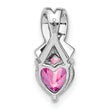 Sterling Silver Rhod-plated Created Pink Sapphire/Diamond Pendant