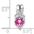 Sterling Silver Rhod-plated Created Pink Sapphire/Diamond Pendant