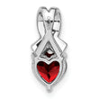 Sterling Silver Rhodium-plated Garnet and Diamond Pendant