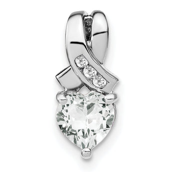Sterling Silver Rhodium-plated White Topaz and Diamond Pendant