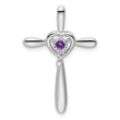 10k White Gold Amethyst Cross w/Heart Chain Slide