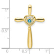 10k Blue Topaz Cross w/Heart Chain Slide