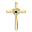 10k Created Emerald Cross w/Heart Chain Slide