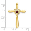 10k Created Ruby Cross w/Heart Chain Slide