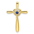 10k Created Sapphire Cross w/Heart Chain Slide