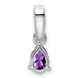 10k White Gold Pear Amethyst and Diamond Pendant