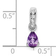 10k White Gold Pear Amethyst and Diamond Pendant