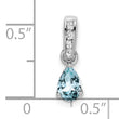 10k White Gold Pear Aquamarine and Diamond Pendant