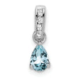 10k White Gold Pear Aquamarine and Diamond Pendant