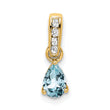 10k Yellow Gold Pear Aquamarine and Diamond Pendant