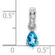 10k White Gold Pear Blue Topaz and Diamond Pendant
