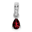 10k White Gold Pear Garnet and Diamond Pendant - Birthstone Company