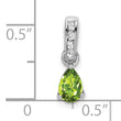 10k White Gold Pear Peridot and Diamond Pendant