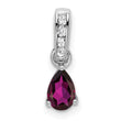 10k White Gold Pear Rhodolite Garnet and Diamond Pendant - Birthstone Company