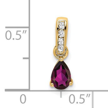 10k Yellow Gold Pear Rhodolite Garnet and Diamond Pendant - Birthstone Company