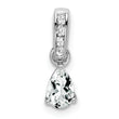 10k White Gold Pear White Topaz and Diamond Pendant