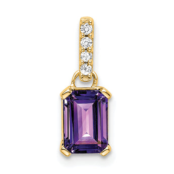 10k Yellow Gold Amethyst and Diamond Pendant