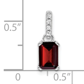 10k White Gold Garnet and Diamond Pendant - Birthstone Company