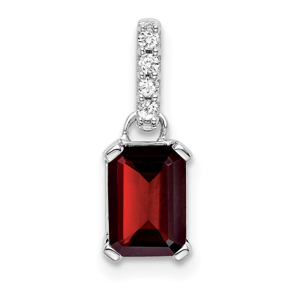 10k White Gold Garnet and Diamond Pendant - Birthstone Company