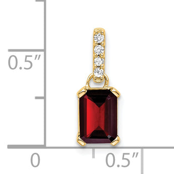 10k Yellow Gold Garnet and Diamond Pendant - Birthstone Company