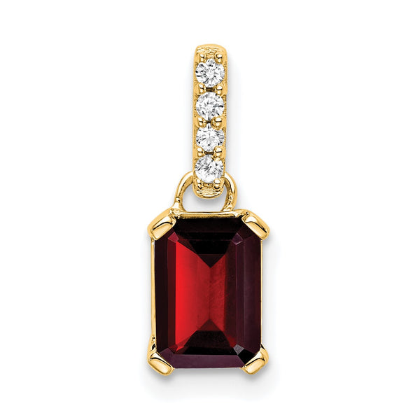 10k Yellow Gold Garnet and Diamond Pendant - Birthstone Company