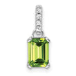 10k White Gold Peridot and Diamond Pendant