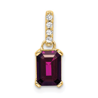 10k Yellow Gold Rhodolite Garnet and Diamond Pendant - Birthstone Company