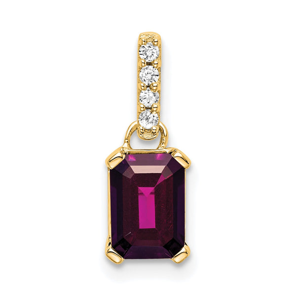 10k Yellow Gold Rhodolite Garnet and Diamond Pendant - Birthstone Company