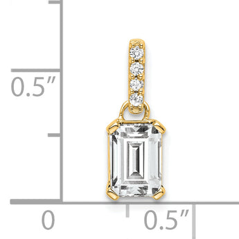 10k Yellow Gold White Topaz and Diamond Pendant