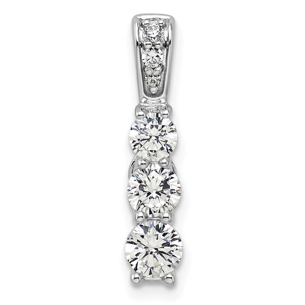 14k White Gold 1 carat Lab Grown Diamond VS/SI+ G+ Three Stone Chain Slide Pendant