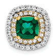 14K Two-Tone Lab Grown Diamond & Created Emerald Pendant