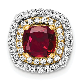 14K Two-Tone Lab Grown Diamond & Created Ruby Pendant