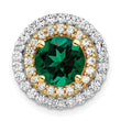 14K Two-Tone Lab Grown Diamond & Created Emerald Pendant