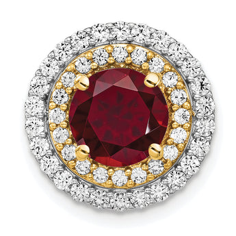14K Two-Tone Lab Grown Diamond & Created Ruby Pendant