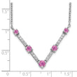 14K White Gold Lab Grown Diamond and Lab Created Pink Sapphire 18 Inch Necklace