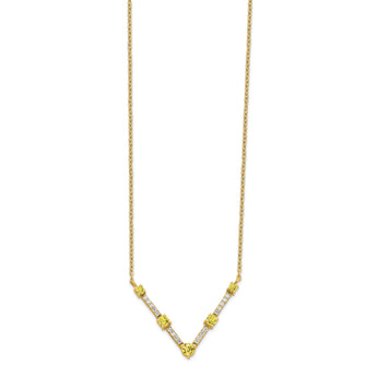 14K Lab Grown Diamond & Created Yellow Sapphire Necklace