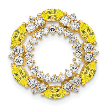 14K Lab Grown Diamond & Created Yellow Sapphire Pendant