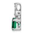 14K White Gold Lab Grown Diamond & Created Emerald Pendant