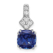 14K White Gold Lab Grown Diamond & Created Blue Sapphire Pendant