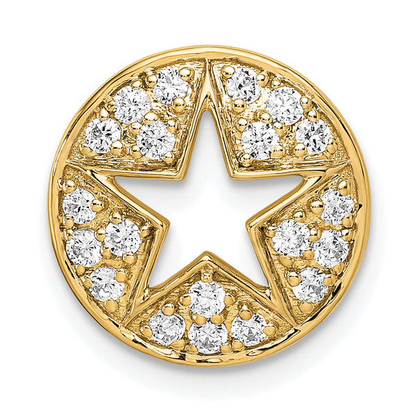 14K Lab Grown Diamond SI1/SI2, G H, Circle Cut-out Star Pendant