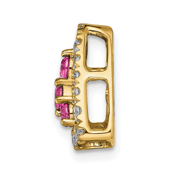 14K Pure Serenity Lab Grown Diamond & Cr Pink Sapp Triangle Pendant