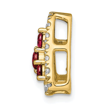 14K Lab Grown Diamond SI1/SI2, G H, & Cr Ruby Triangle Pendant