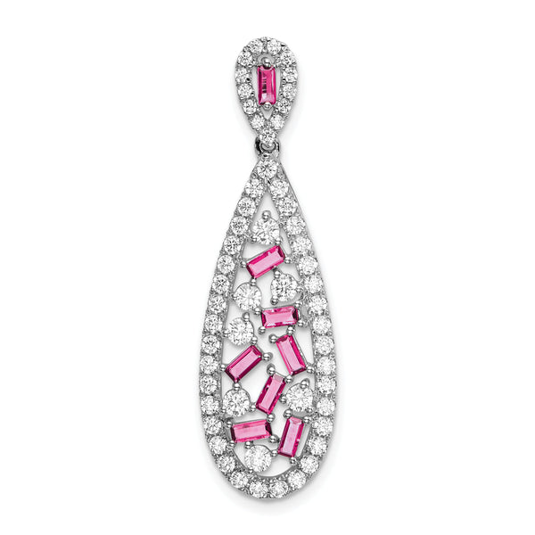 14K White Gold Pure Serenity Lab Grown Diamond & Cr Pink Sapp Pendant