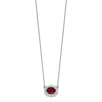 14K White Gold Lab Grown Dia. VS/SI GH, Lab Created Ruby Necklace