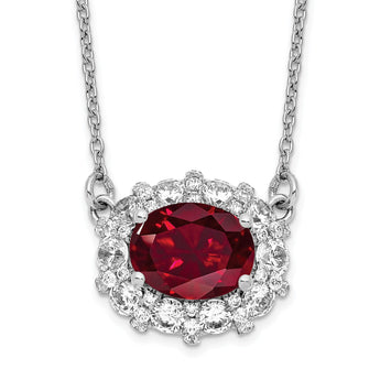 14K White Gold Lab Grown Dia. VS/SI GH, Lab Created Ruby Necklace