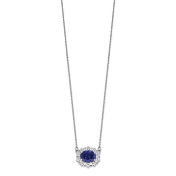 14K White Gold Lab Grown Dia. VS/SI GH, Lab Created Sapphire Necklac