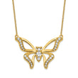 14K Lab Grown Diamond SI1/SI2, G H, Large Butterfly Necklace